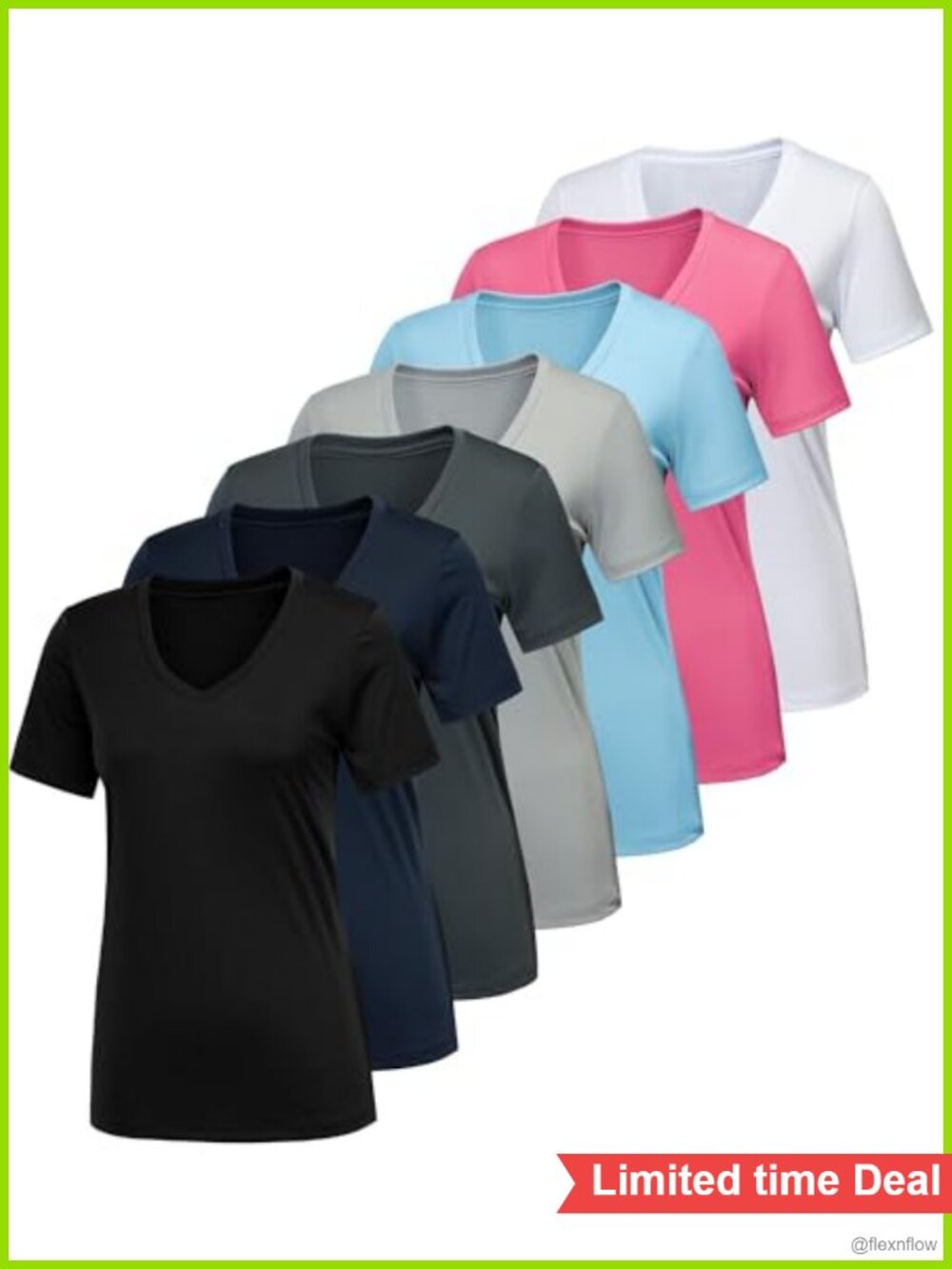 Women's Workout Shirts Quick Dry V Neck Athletic T Shirt 7 Pack